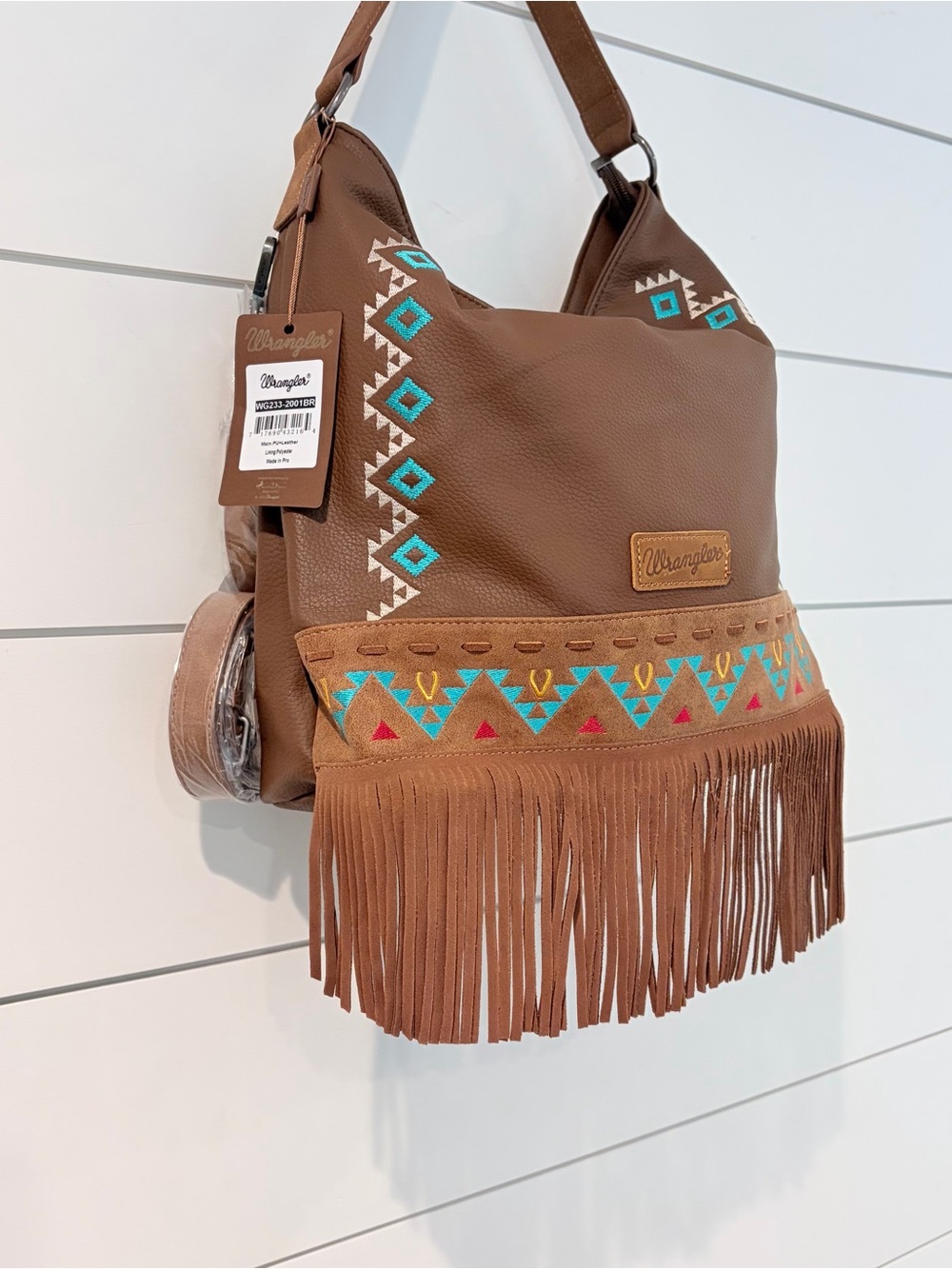 Wrangler Fringe Hobo Tribal Bag Western Boho Coastal Cowgirl Rodeo Core Aztec - Picture 4 of 10